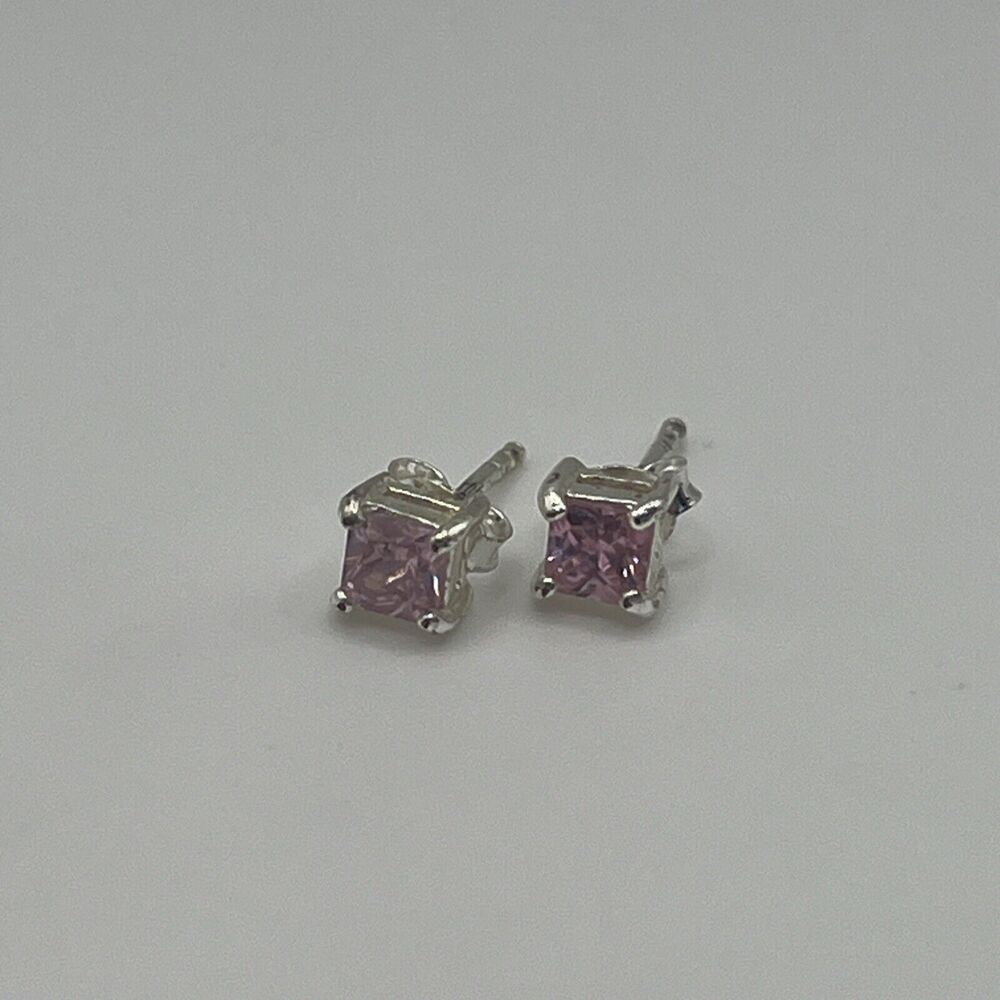 Pink CZ Stone Sterling Silver earrings